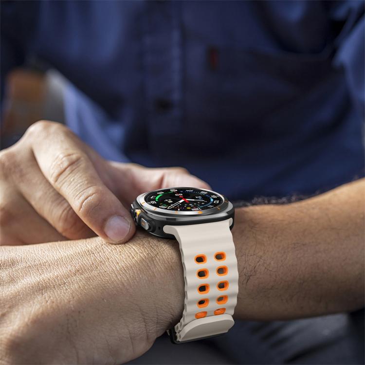 For Samsung Galaxy Watch Ultra 47mm / Ultra 2025 Ocean Two Color Dual-Row Hole Silicone Watch Band(Starlight Orange) by bashfashion
