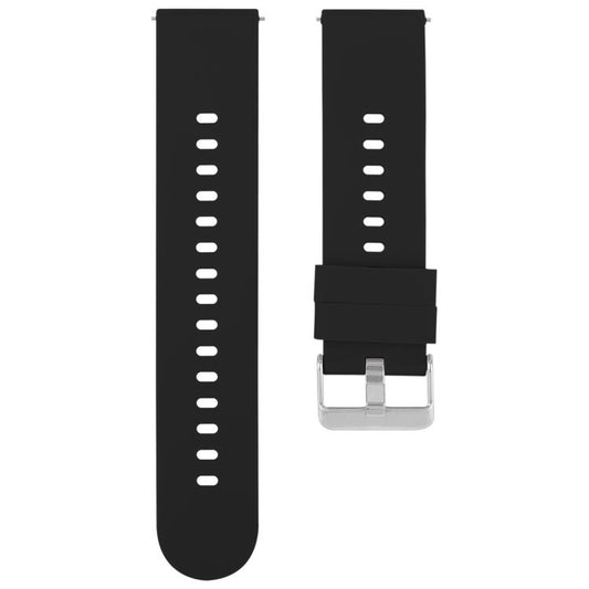 18mm Solid Color Steel Buckle Silicone Watch Band(Black) by bashfashion
