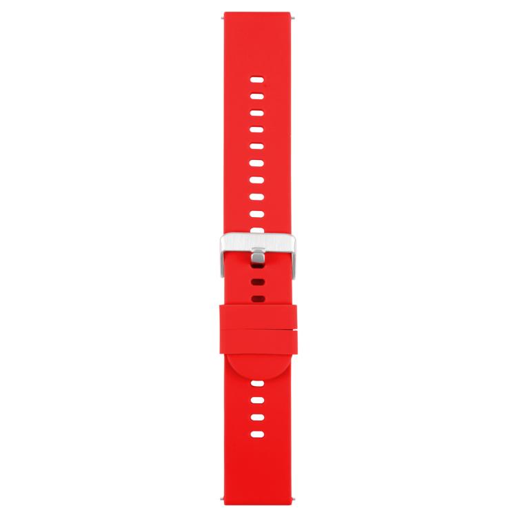 18mm Solid Color Steel Buckle Silicone Watch Band(Red) by bashfashion