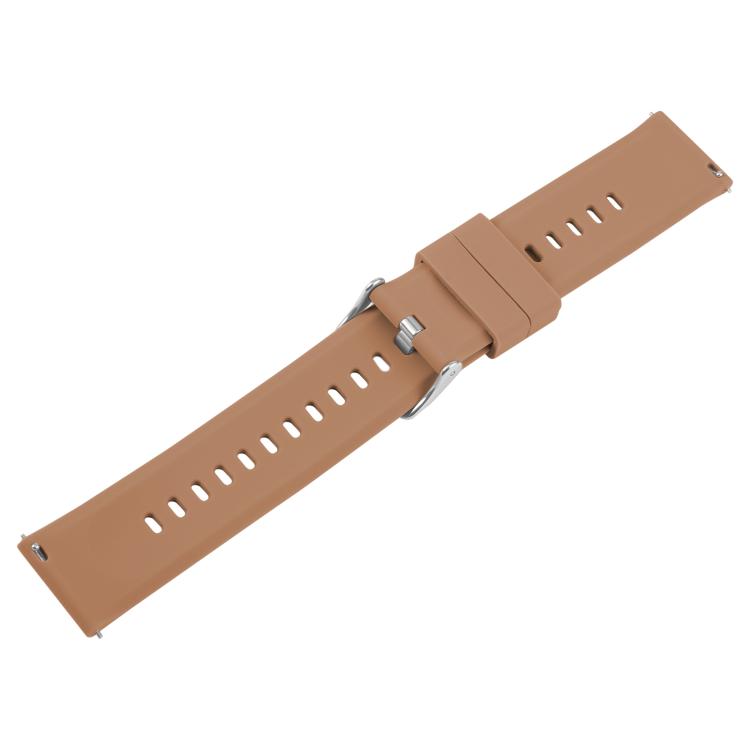 19mm Solid Color Steel Buckle Silicone Watch Band(Brown) by bashfashion