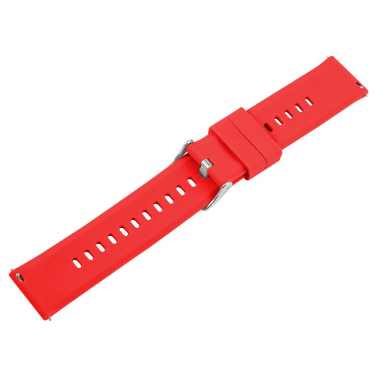 19mm Solid Color Steel Buckle Silicone Watch Band(Red) by bashfashion