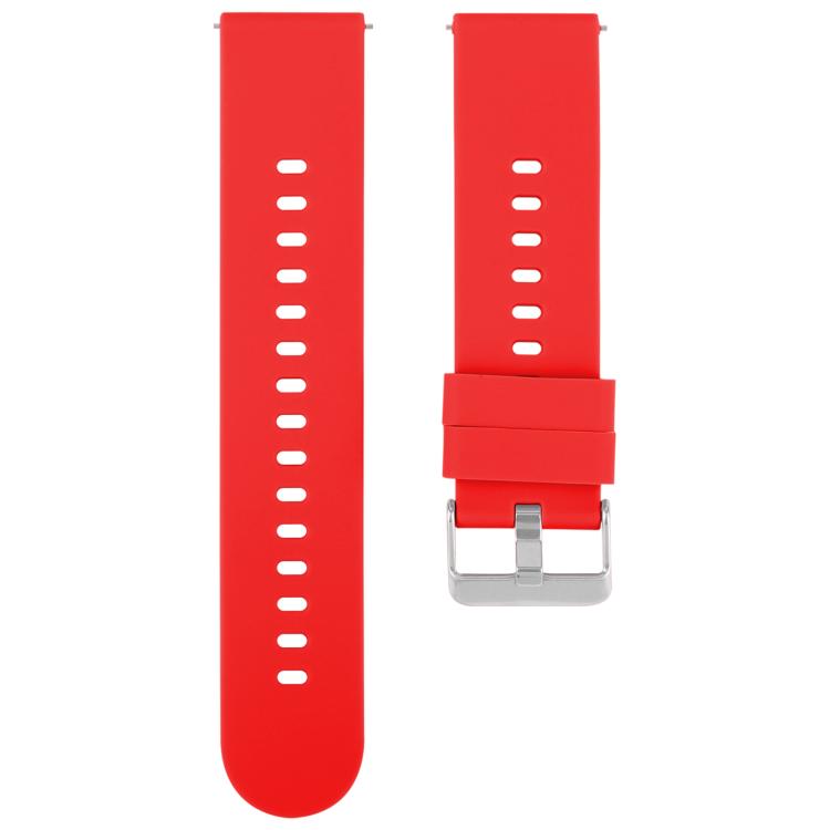 20mm Solid Color Steel Buckle Silicone Watch Band(Red) by bashfashion