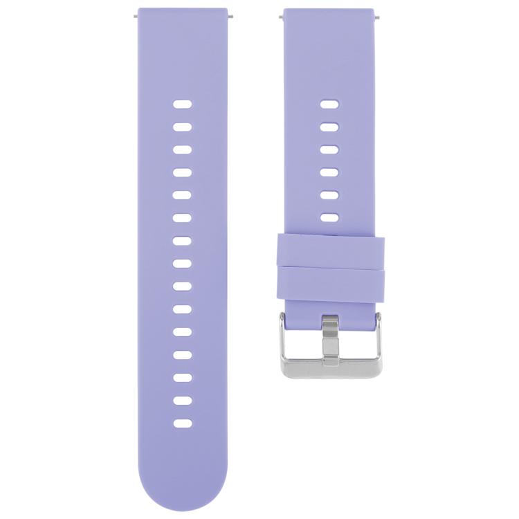 20mm Solid Color Steel Buckle Silicone Watch Band(Lavender Purple) by bashfashion