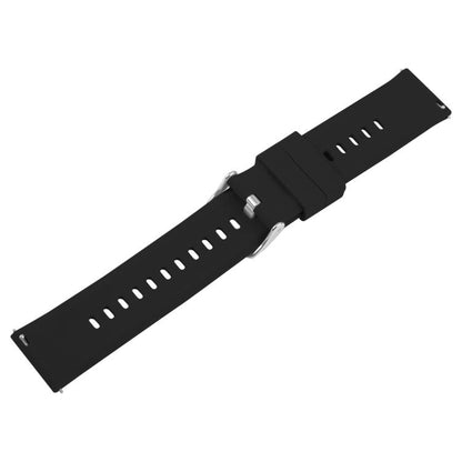 22mm Solid Color Steel Buckle Silicone Watch Band(Black) by bashfashion