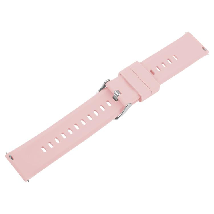 22mm Solid Color Steel Buckle Silicone Watch Band(Pink) by bashfashion