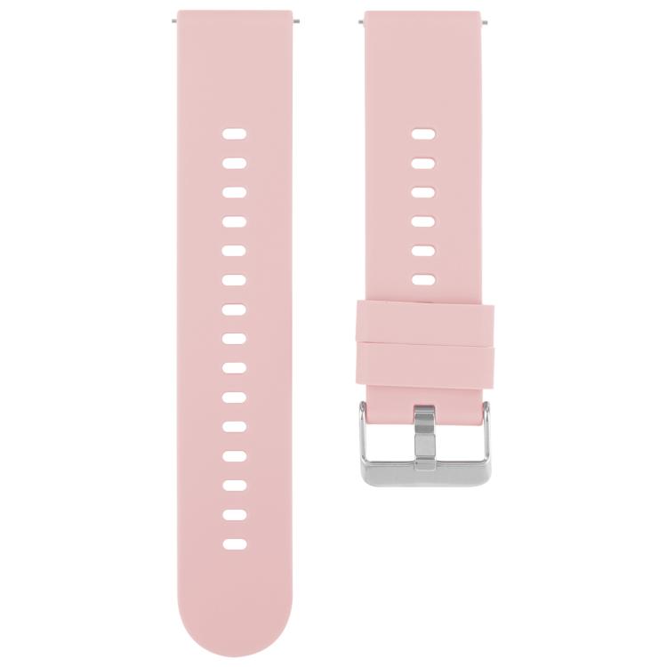 22mm Solid Color Steel Buckle Silicone Watch Band(Pink) by bashfashion
