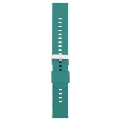 22mm Solid Color Steel Buckle Silicone Watch Band(Dark Green) by bashfashion