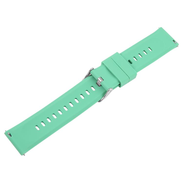 22mm Solid Color Steel Buckle Silicone Watch Band(Grass Green) by bashfashion