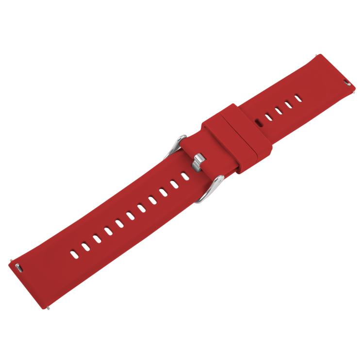22mm Solid Color Steel Buckle Silicone Watch Band(Wine Red) by bashfashion