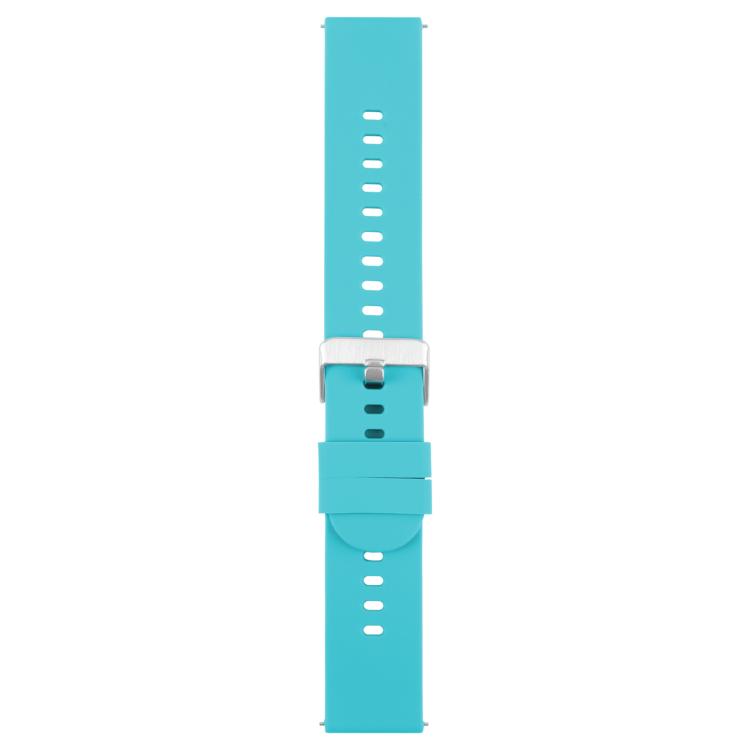 22mm Solid Color Steel Buckle Silicone Watch Band(Lake Blue) by bashfashion