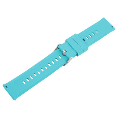 22mm Solid Color Steel Buckle Silicone Watch Band(Lake Blue) by bashfashion