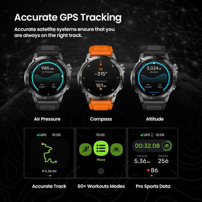 Zeblaze Stratos 2 Plus 1.43 inch Screen 3 ATM Health and Fitness GPS Smart Watch(Graphite Black) by Zeblaze