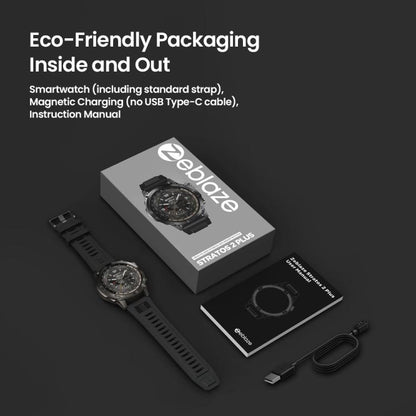 Zeblaze Stratos 2 Plus 1.43 inch Screen 3 ATM Health and Fitness GPS Smart Watch(Graphite Black) by Zeblaze