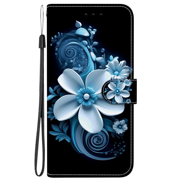 For iPhone 16e Crystal Texture Colored Drawing Leather Phone Case(Black Orchid) by bashfashion