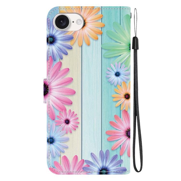 For iPhone 16e Crystal Texture Colored Drawing Leather Phone Case(Sunflowers) by bashfashion