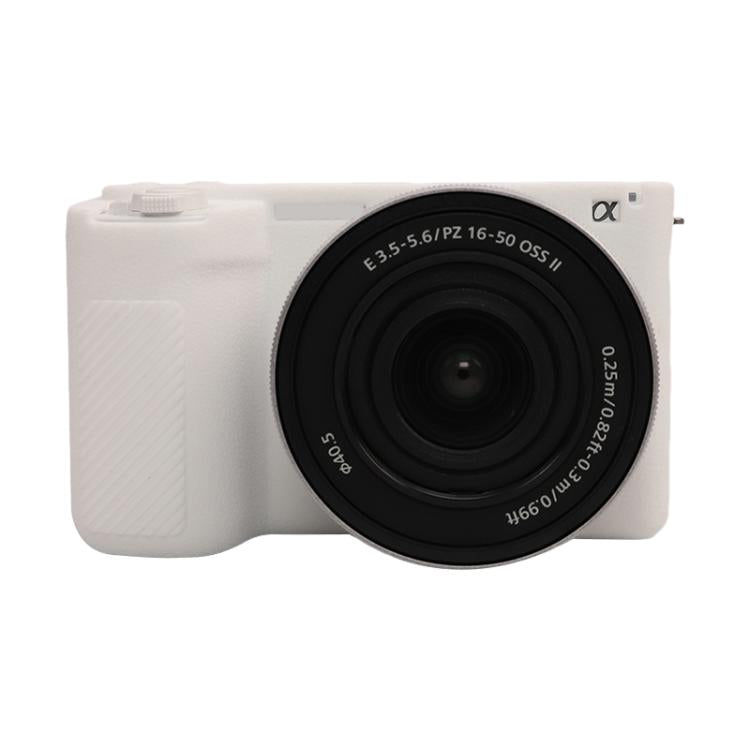 For Sony ZV-E10 II / ZV-E10M2 Litchi Texture Soft Silicone Protective Case(White) by bashfashion