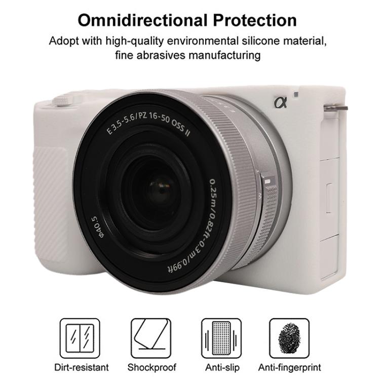 For Sony ZV-E10 II / ZV-E10M2 Litchi Texture Soft Silicone Protective Case(White) by bashfashion