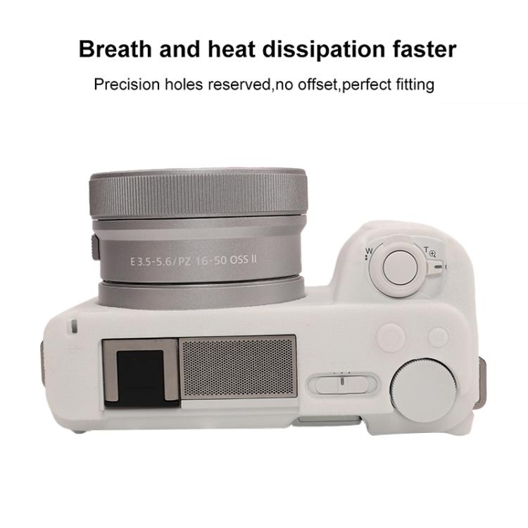 For Sony ZV-E10 II / ZV-E10M2 Litchi Texture Soft Silicone Protective Case(White) by bashfashion