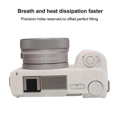 For Sony ZV-E10 II / ZV-E10M2 Litchi Texture Soft Silicone Protective Case(White) by bashfashion