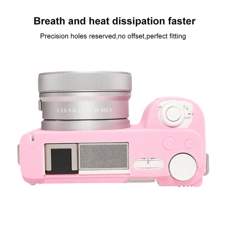 For Sony ZV-E10 II / ZV-E10M2 Litchi Texture Soft Silicone Protective Case(Pink) by bashfashion