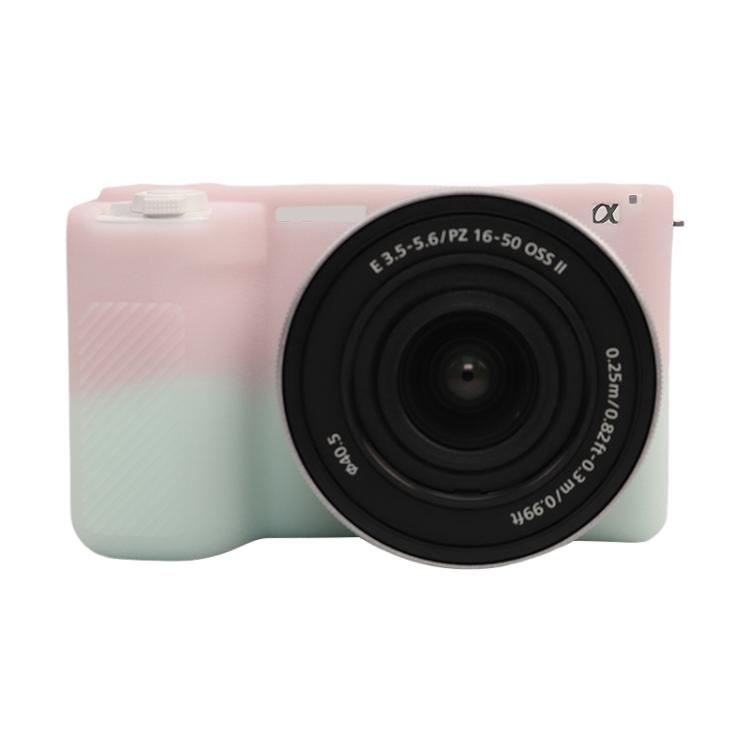 For Sony ZV-E10 II / ZV-E10M2 Litchi Texture Soft Silicone Protective Case(Jelly Pink Green) by bashfashion