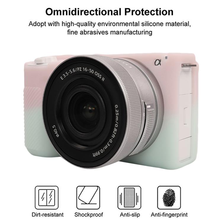 For Sony ZV-E10 II / ZV-E10M2 Litchi Texture Soft Silicone Protective Case(Jelly Pink Green) by bashfashion