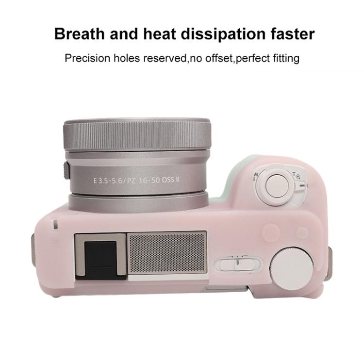For Sony ZV-E10 II / ZV-E10M2 Litchi Texture Soft Silicone Protective Case(Jelly Pink Green) by bashfashion