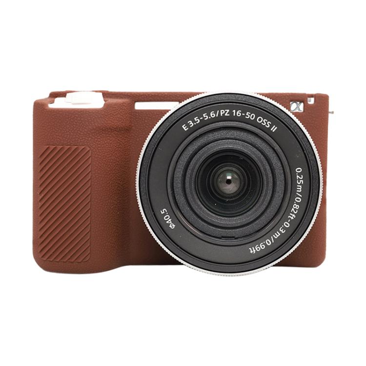 For Sony ZV-E10 II / ZV-E10M2 Litchi Texture Soft Silicone Protective Case(Coffee) by bashfashion