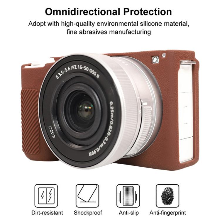 For Sony ZV-E10 II / ZV-E10M2 Litchi Texture Soft Silicone Protective Case(Coffee) by bashfashion