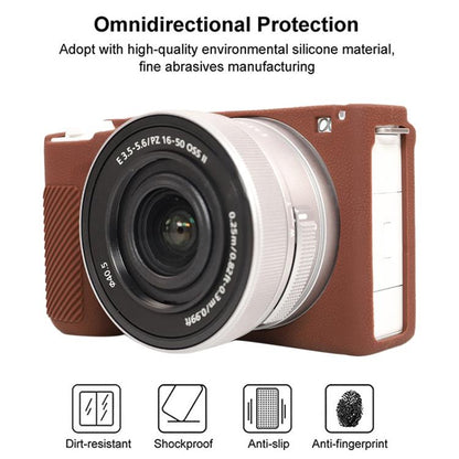 For Sony ZV-E10 II / ZV-E10M2 Litchi Texture Soft Silicone Protective Case(Coffee) by bashfashion