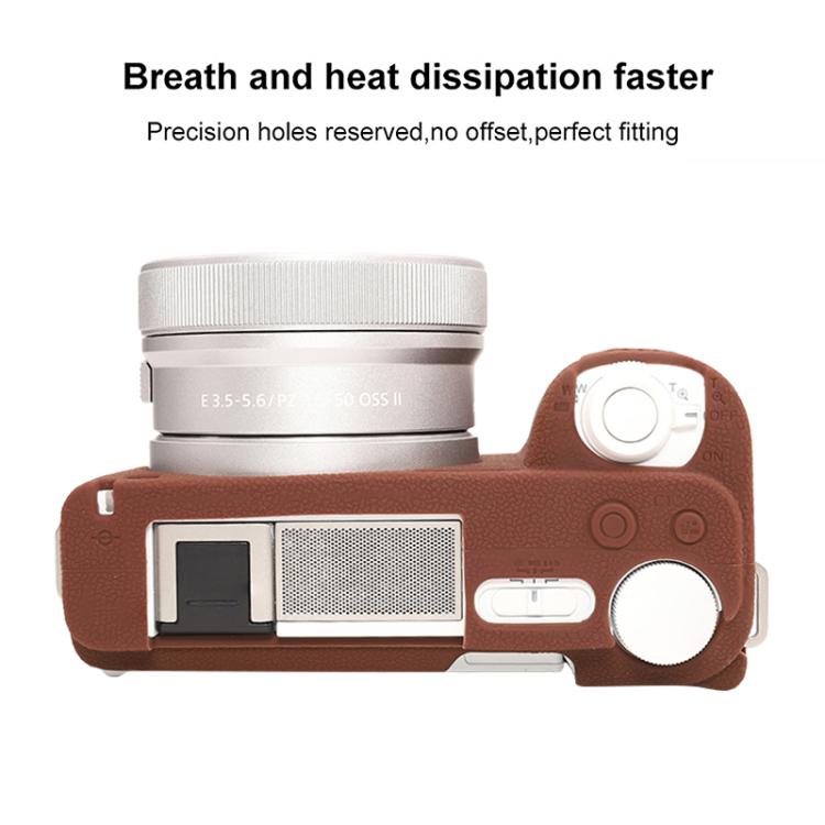 For Sony ZV-E10 II / ZV-E10M2 Litchi Texture Soft Silicone Protective Case(Coffee) by bashfashion