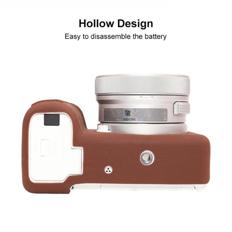 For Sony ZV-E10 II / ZV-E10M2 Litchi Texture Soft Silicone Protective Case(Coffee) by bashfashion