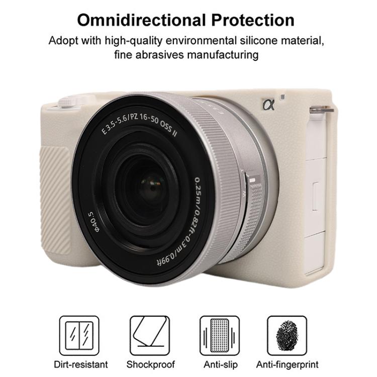 For Sony ZV-E10 II / ZV-E10M2 Litchi Texture Soft Silicone Protective Case(Beige) by bashfashion