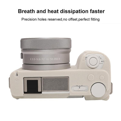 For Sony ZV-E10 II / ZV-E10M2 Litchi Texture Soft Silicone Protective Case(Beige) by bashfashion