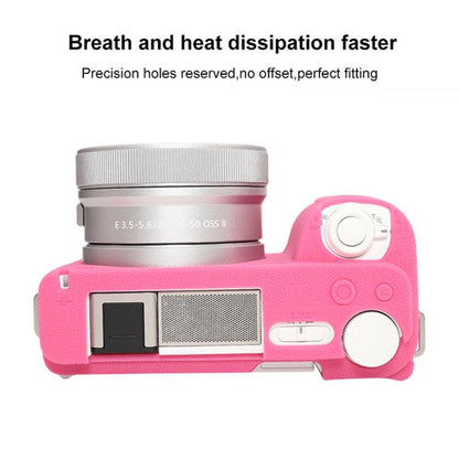 For Sony ZV-E10 II / ZV-E10M2 Litchi Texture Soft Silicone Protective Case(Rose Red) by bashfashion