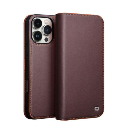 For iPhone 16 Pro Max QIALINO Classic Gen2 Genuine Leather Phone Case(Brown) by QIALINO