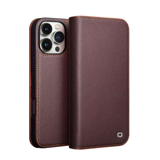 For iPhone 16 Pro Max QIALINO Classic Gen2 Genuine Leather Phone Case(Brown) by QIALINO