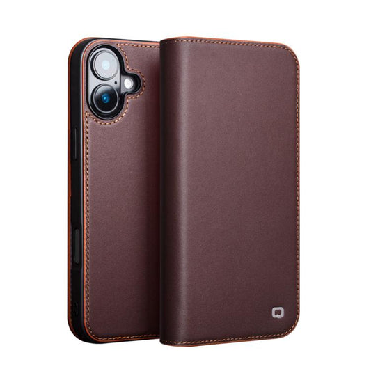For iPhone 16 Plus QIALINO Classic Gen2 Genuine Leather Phone Case(Brown) by QIALINO