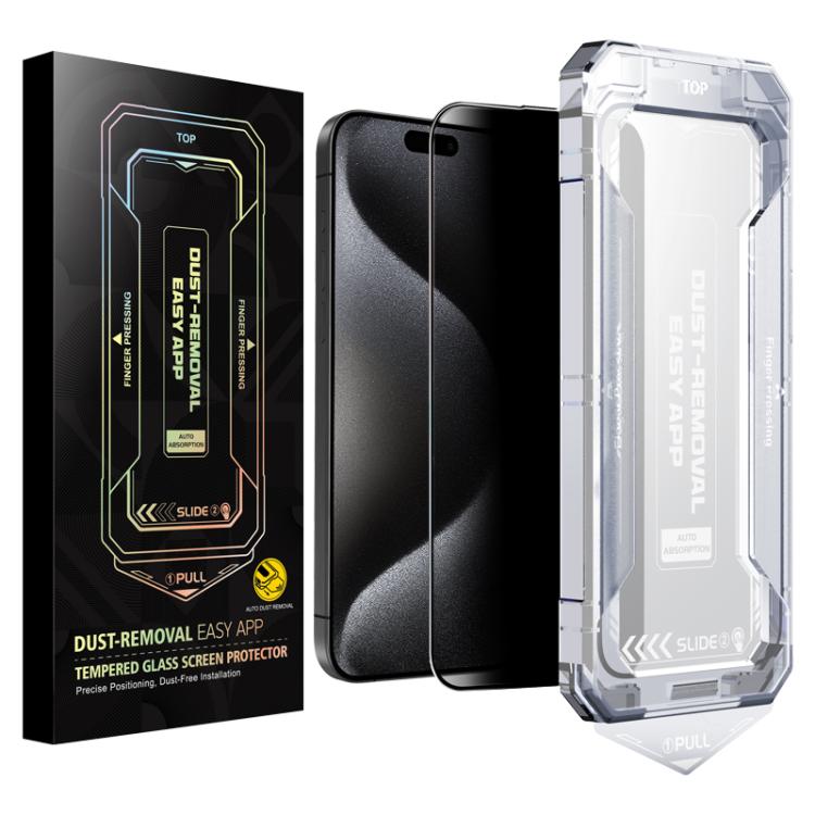 For iPhone 15 Pro Easy Install Privacy Tempered Glass Film by bashfashion