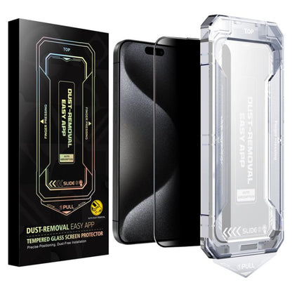 For iPhone 15 Pro Easy Install Privacy Tempered Glass Film by bashfashion