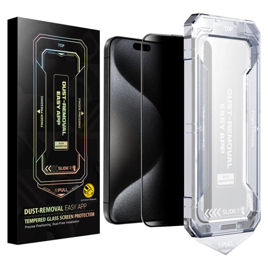 For iPhone 15 Pro Easy Install Privacy Tempered Glass Film by bashfashion