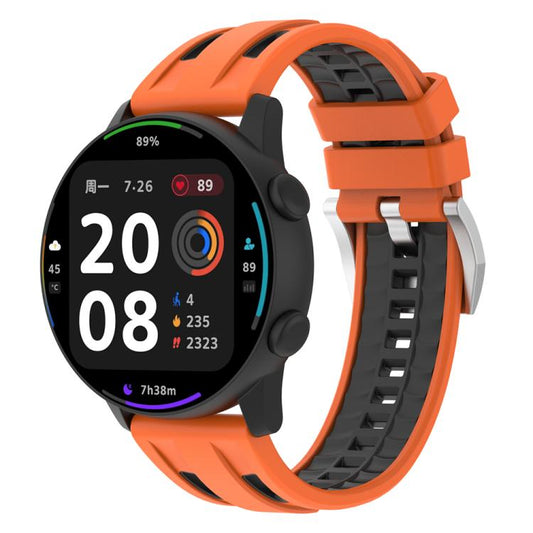 20mm Universal Flat Head Two Color Devil Eye Silicone Watch Band(Orange Black) by bashfashion