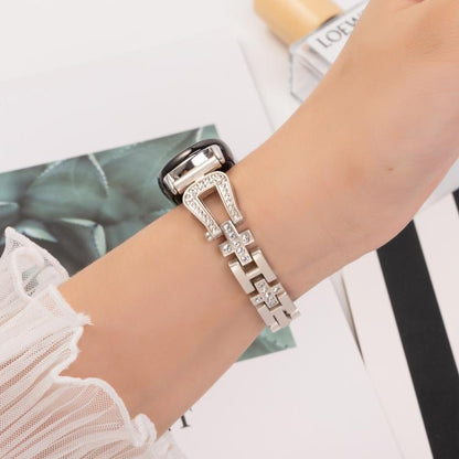 For Xiaomi Smart Band 9 / 8 U-shaped Diamond Bracelet Metal Watch Band(Starlight) by bashfashion