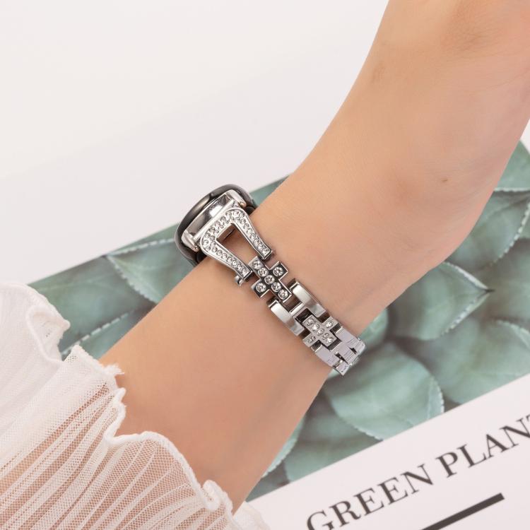 For Xiaomi Smart Band 9 / 8 U-shaped Diamond Bracelet Metal Watch Band(Silver) by bashfashion