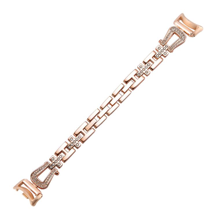 For Xiaomi Smart Band 9 / 8 U-shaped Diamond Bracelet Metal Watch Band(Rose Gold) by bashfashion