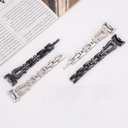 For Xiaomi Smart Band 9 / 8 U-shaped Diamond Bracelet Metal Watch Band(Silver) by bashfashion