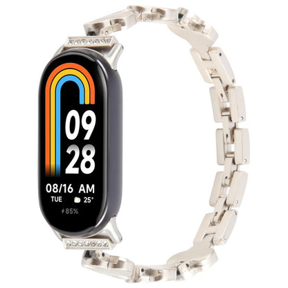For Xiaomi Smart Band 9 / 8 Four-petaled Flower Diamond Bracelet Metal Watch Band(Starlight) by bashfashion