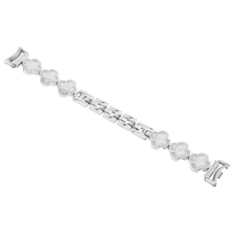 For Xiaomi Smart Band 9 / 8 Four-petaled Flower Diamond Bracelet Metal Watch Band(Silver) by bashfashion