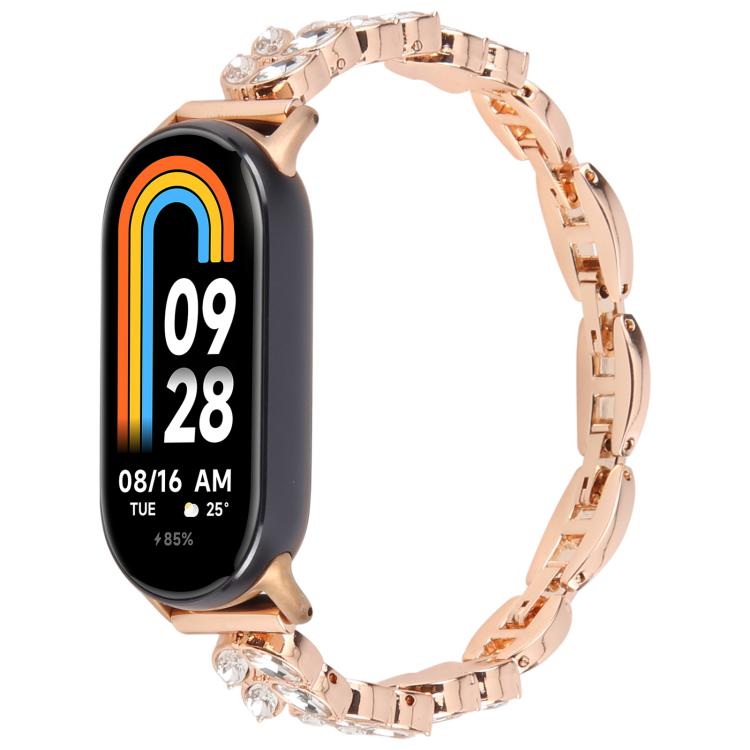 For Xiaomi Smart Band 9 / 8 Wheat Ear Diamond Bracelet Metal Watch Band(Rose Gold) by bashfashion