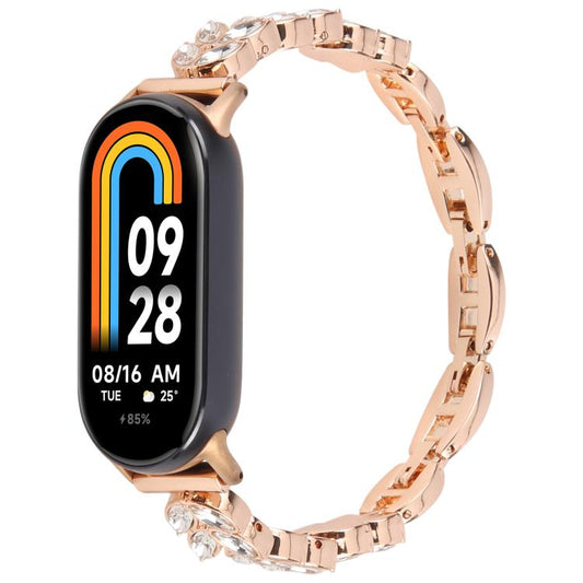 For Xiaomi Smart Band 9 / 8 Wheat Ear Diamond Bracelet Metal Watch Band(Rose Gold) by bashfashion